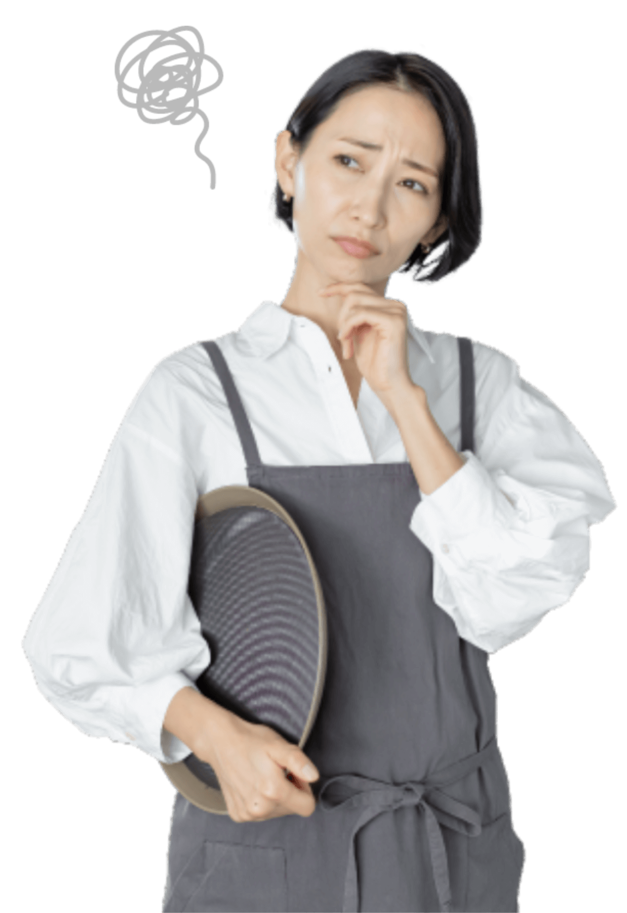 悩んでいるカフェ店員